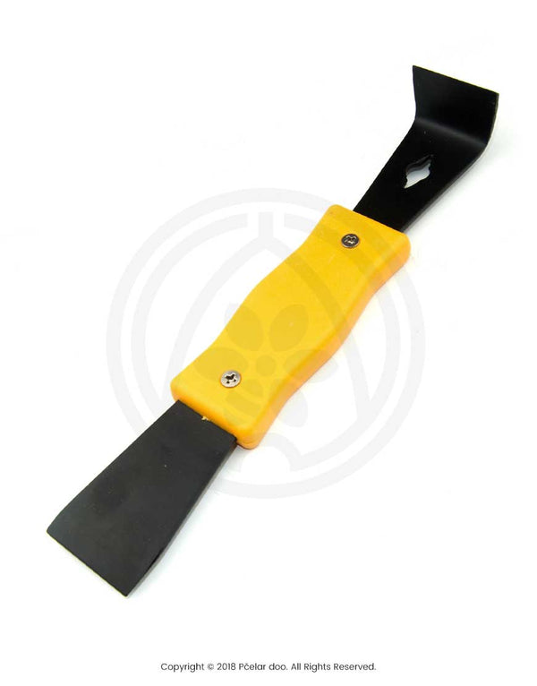 Pčelarski nož, američki, žuti plastični rukohvat Cr (inox)[:en]07252 – Hive Tool, American model, yellow handle Cr (inox)[:ro]07252 – Dalta apicola, model 1, mâner galben, Cr (inox) [:]